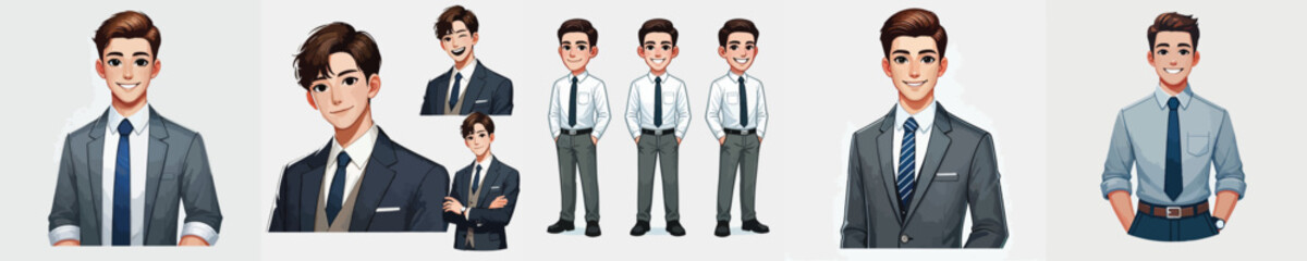 vector set of smiling office workers