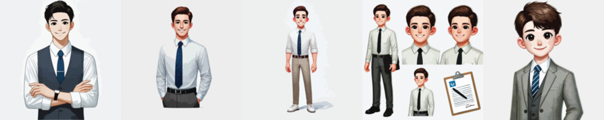 vector set of smiling office workers