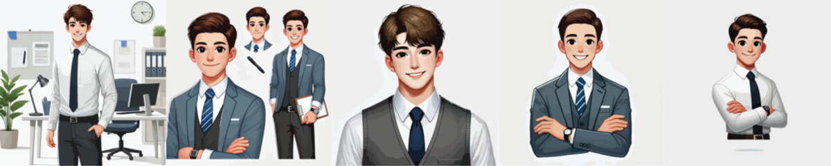 vector set of smiling office workers