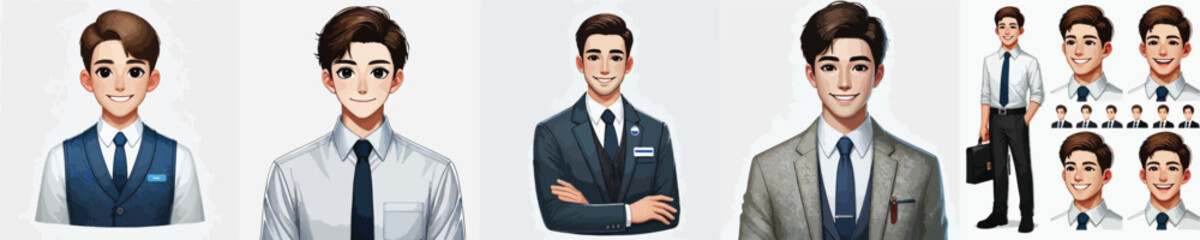 vector set of smiling office workers