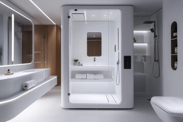 Elegant minimalist smart bathroom design with iot integration