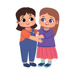 cartoon girls characters hugging