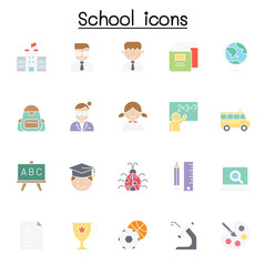 School & Education icons set in thin line style