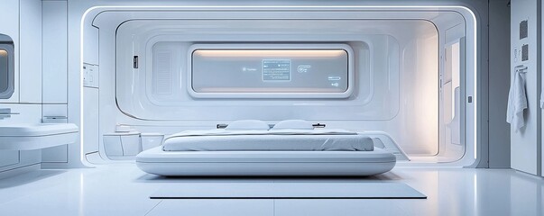 Obraz premium Futuristic smart bathroom iot design modern home interior view