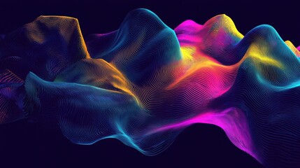 Obraz premium Futuristic digital gradient waves abstract art digital space vibrant colors artistic view visual concept