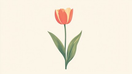 Single orange-yellow tulip flower on white background.