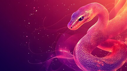 Fototapeta premium Vibrant and modern digital featuring a festive background blending ornamental patterns gradient tones and cultural designs to celebrate the Lunar Year of the Snake
