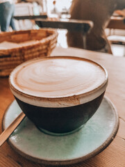 coffee cup on wooden table