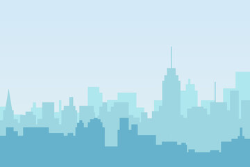 Fototapeta premium City skyline vector illustration. Urban landscape cityscape in flat style. cCity silhouette. Cityscape backgrounds. Daytime city skyline.