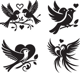 Love Bird Silhouette Vector Illustration Art