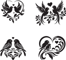 Love Bird Silhouette Vector Illustration Art-5