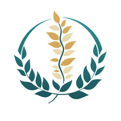 Elegant Teal and Gold Wheat Wreath Logo Design for Natural Products