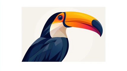 Naklejka premium Colorful toucan head profile illustration.