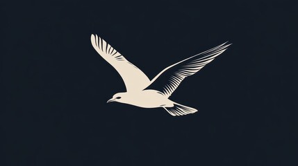 Obraz premium Elegant seagull in flight against a dark background.
