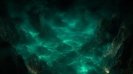 Obraz premium Ethereal Glowing Ocean Enigmatic Dark Islands