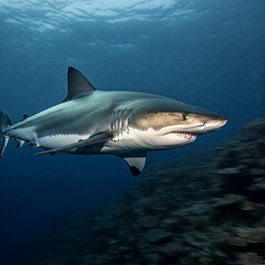 Naklejka premium Großer Weißer Hai unter Wasser