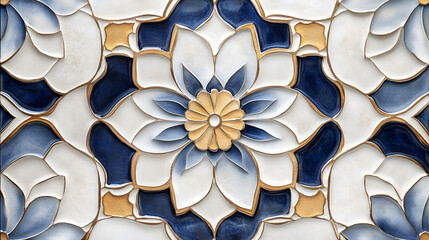 Portuguese Azulejo Tile Pattern with Vibrant Colors and Intricate Design