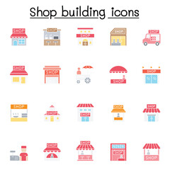 Shop icons set in thin line style