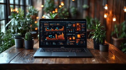Laptop Screen Data Visualization Illustration