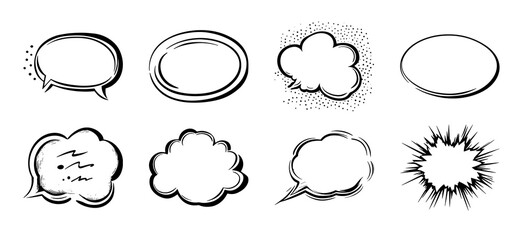 PNG doodle speech bubble set, transparent background