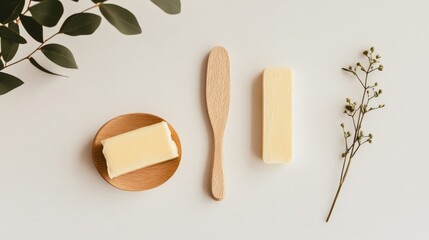 Minimalist Butter Setup with Natural Elements