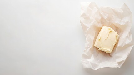 Herbed Butter Wrapped in Paper on White Background