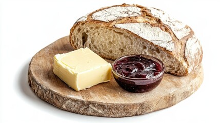 Rustic Breakfast Setup with Butter and Jam