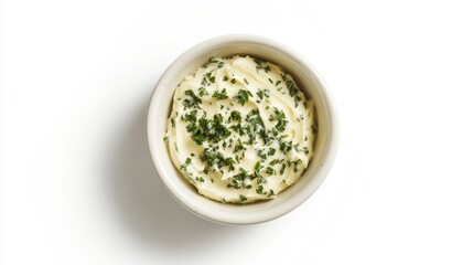 Single Portion of Garlic Butter in Ceramic Bowl