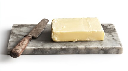 Rustic Butter on Marble Slab with Vintage Knife