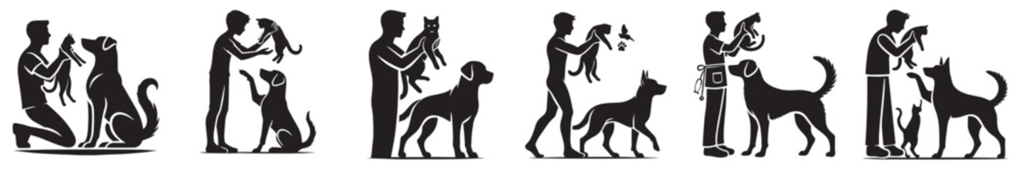 vector collection of dog and cat logo silhouettes