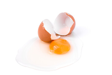broken egg on a white background.