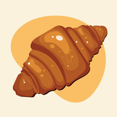 Delicious freshly baked croissant. Baking. Vector Illustration
