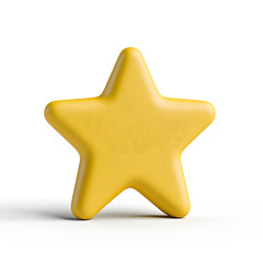 3d gold glossy yellow star icon isolated on white background