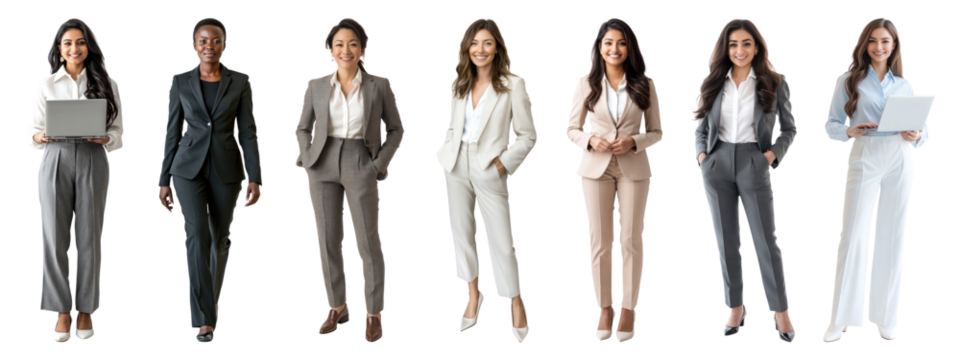 PNG Diverse professional women smiling, element set on transparent background