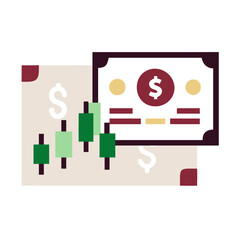 Stock Market Icon: Dollar Sign with Data Analytics Chart