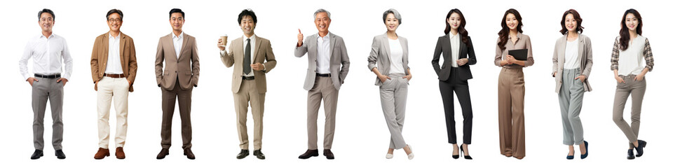 Fototapeta premium PNG Diverse professional team standing, element set on transparent background