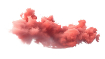 Red smoke flying isolated on white background 