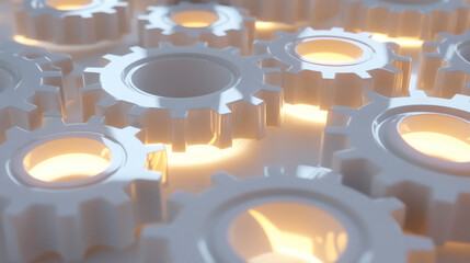Metallic gears and cogwheels on a black background illustrate the intricate power and mechanical engineering of industrial technology