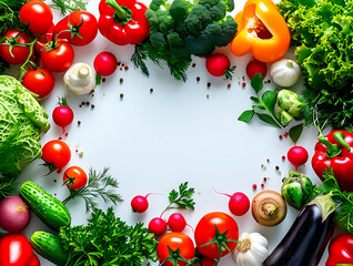Fresh Organic Vegetables Assortment on white Background