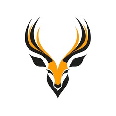 Two black silhouette deer heads with antlers, perfect for logo design or graphic element.