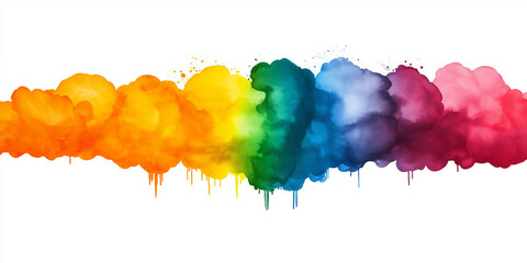 Colorful watercolor splashes create vibrant spectrum of hues, showcasing creativity and artistic expression. This dynamic image evokes sense of joy and inspiration