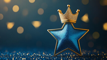 Bonus stars with crown icon. Vector exclusive benefits, reward or gift for VIP members of customer loyalty incentive program. Isolated color line symbol of blue stars and gold royal crown