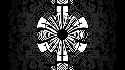 Tribal Strength: Vibrant African Adinkra Symbol Illustration in Bold Black
