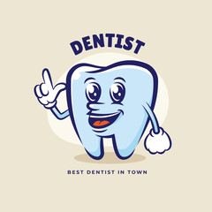 Cartoon tooth mascot for dental clinics