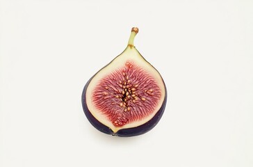A whole fig and half of another fig isolated on a white background