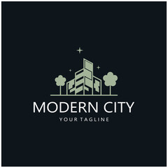 Obraz premium modern city, advanced city logo, environmentally friendly, advanced technology, future buildings