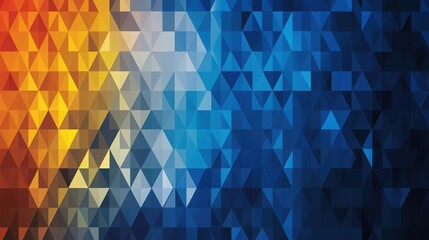 A vibrant abstract background featuring a gradient of triangles in warm orange and cool blue tones, creating a dynamic visual effect.
