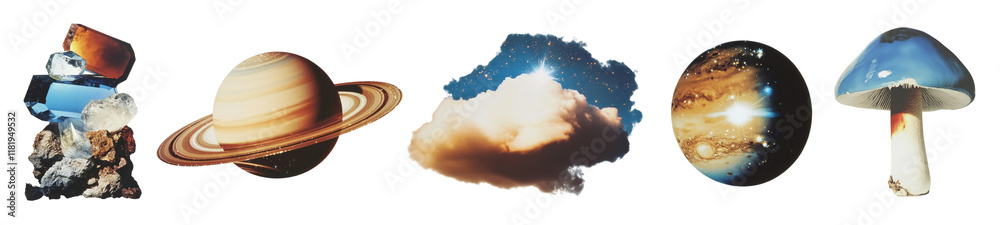 Canvas Prints png surreal planets nature elements art, element set on transparent background