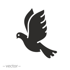 flying pigeon, dove icon, creative think, freedom and peace concept, christmas bird, flat vector illustration eps10