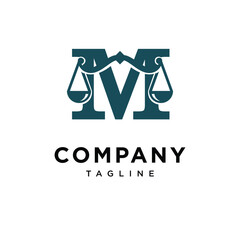 Letter M Law Scale Logo Icon Vector